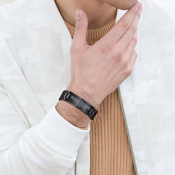 To My Son Bracelet Gift Love Mom Stainless Steel Courage Inspirational Wristband - Picture 7 of 7